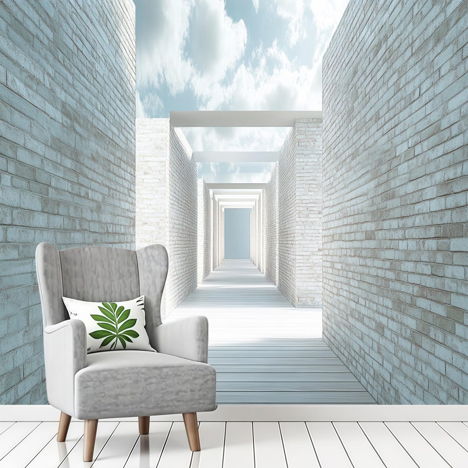 Carta da Parati Murale Muro di mattoni in stile retrò 200 x 140 cm Fotomurale Bianco Decorazione Parete Moderna per Soggiorno Camera da Letto