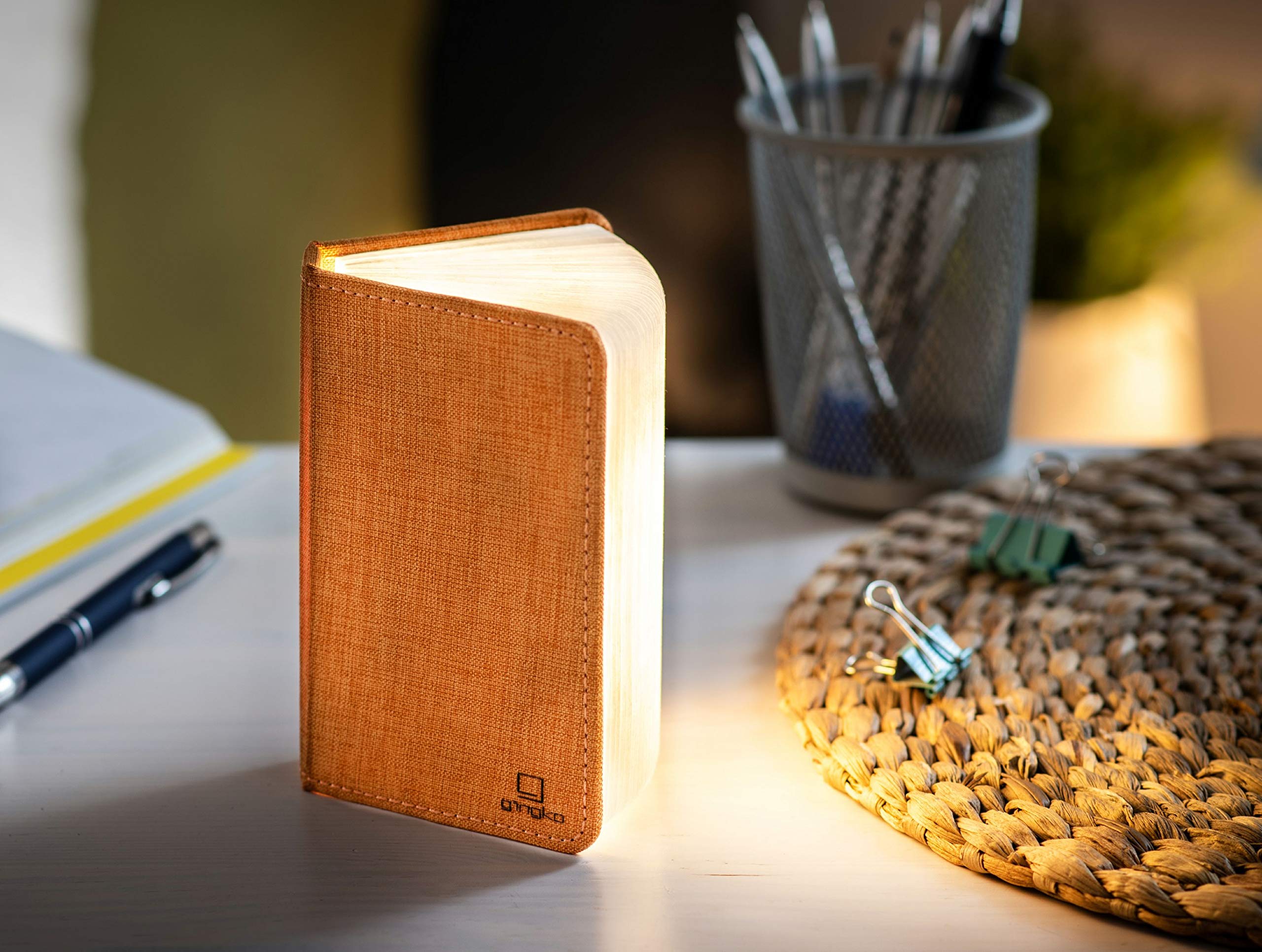 Gingko Smart Booklight - lniana mini harmonia pomarańczowa