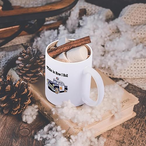 Miniatura 5 de 3dRose This Is How I Roll - Taza transformadora mágica de policía de policía, 11 onzas, negro/blanco