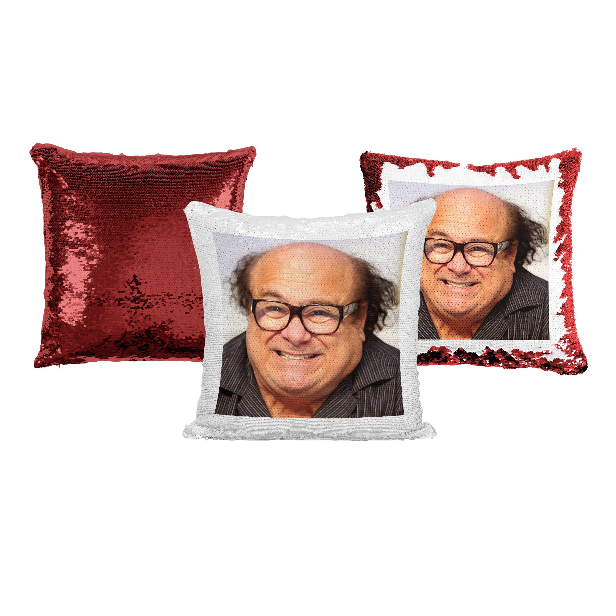 Print Maniacs Danny Devito Reversible Face Sequin Pillow Cushion (Cover + Filling)