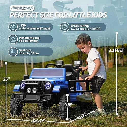 Miniatura 6 de Joywhale Vehículo eléctrico motorizado para niños de 12 V, con control remoto, suspensión de 4 ruedas, luces LED, música y FM, cinturón de