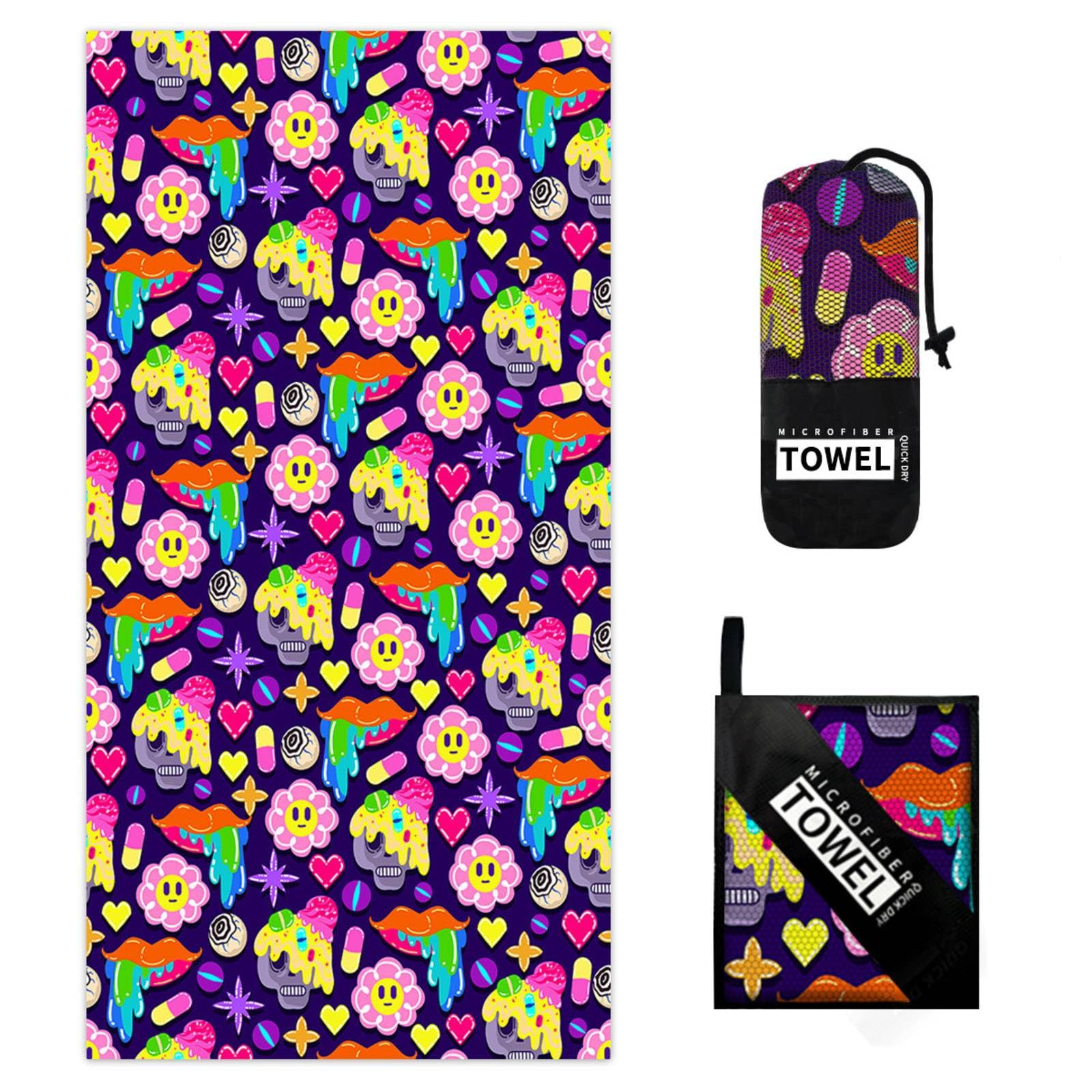 Microfiber Beach Bath Towel Printed Big Towel Fast Absorbent Bath Towel for Beach Swimming Vacation 70 140cm