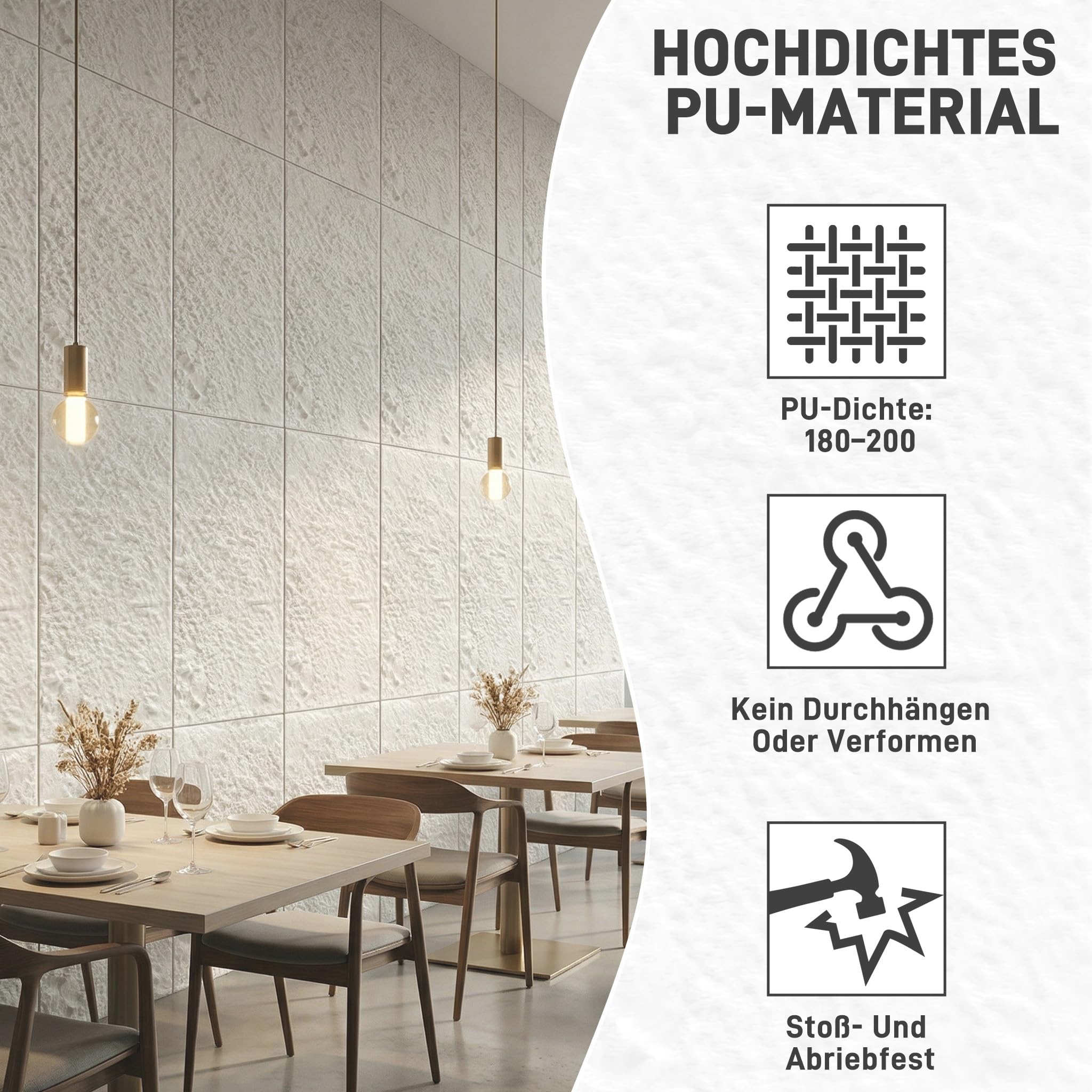 Aufun 3 paneles de pared 3D con aspecto de piedra, 120 x 60 cm, 3 cm de grosor, revestimiento de pared de poliestireno para interiores, paneles ligeros de techo y placas de pared, imitación piedra