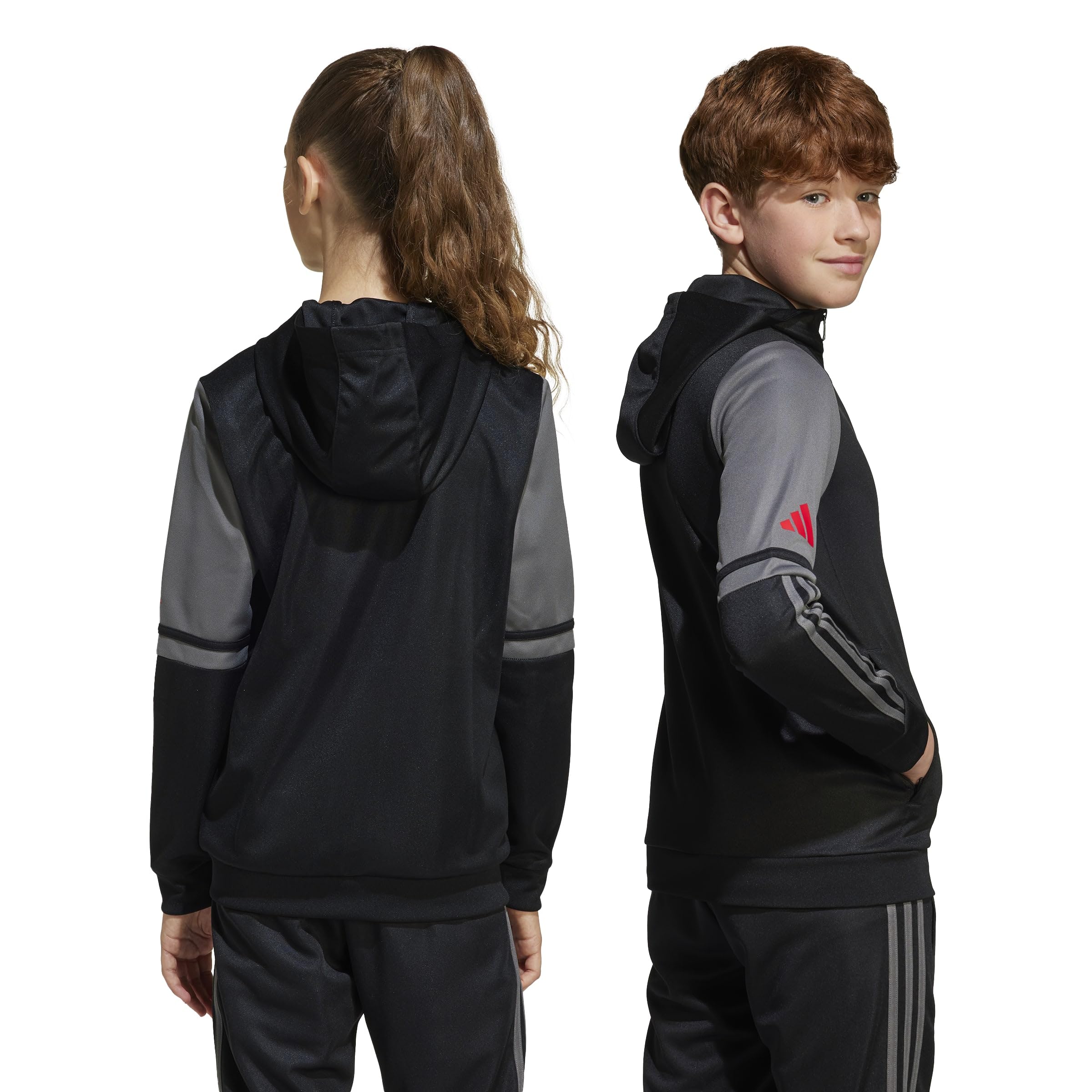 adidas Uniseks - dzieci SQUADRA25 HOODY KIDS, black/team grey four/pure ruby, 13-14 Years