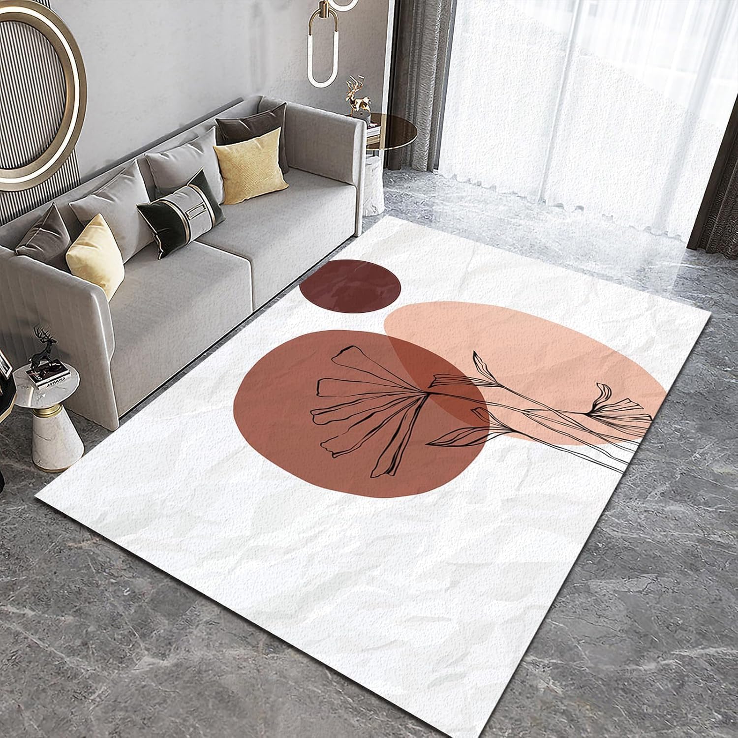 Tapis antidérapant de salon en flanelle douce lavable motif fleurs 3D idéal pour enfants
