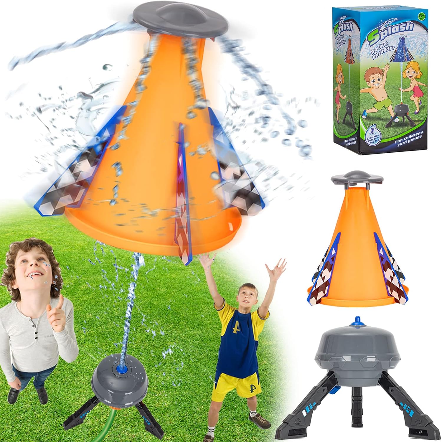 unanscre Outdoor Sprinkler for Kids, Launch Water Rocket