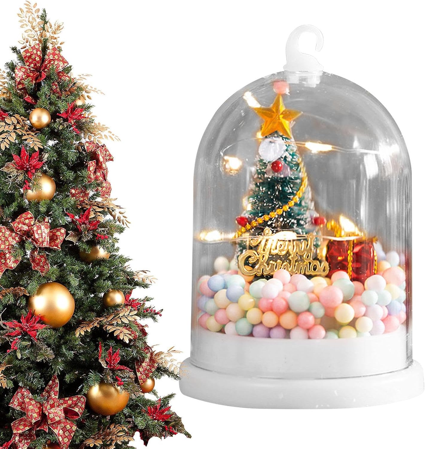 Fall Snow Globe Lantern Festive Artificial Tree,Cute Tree with Lights