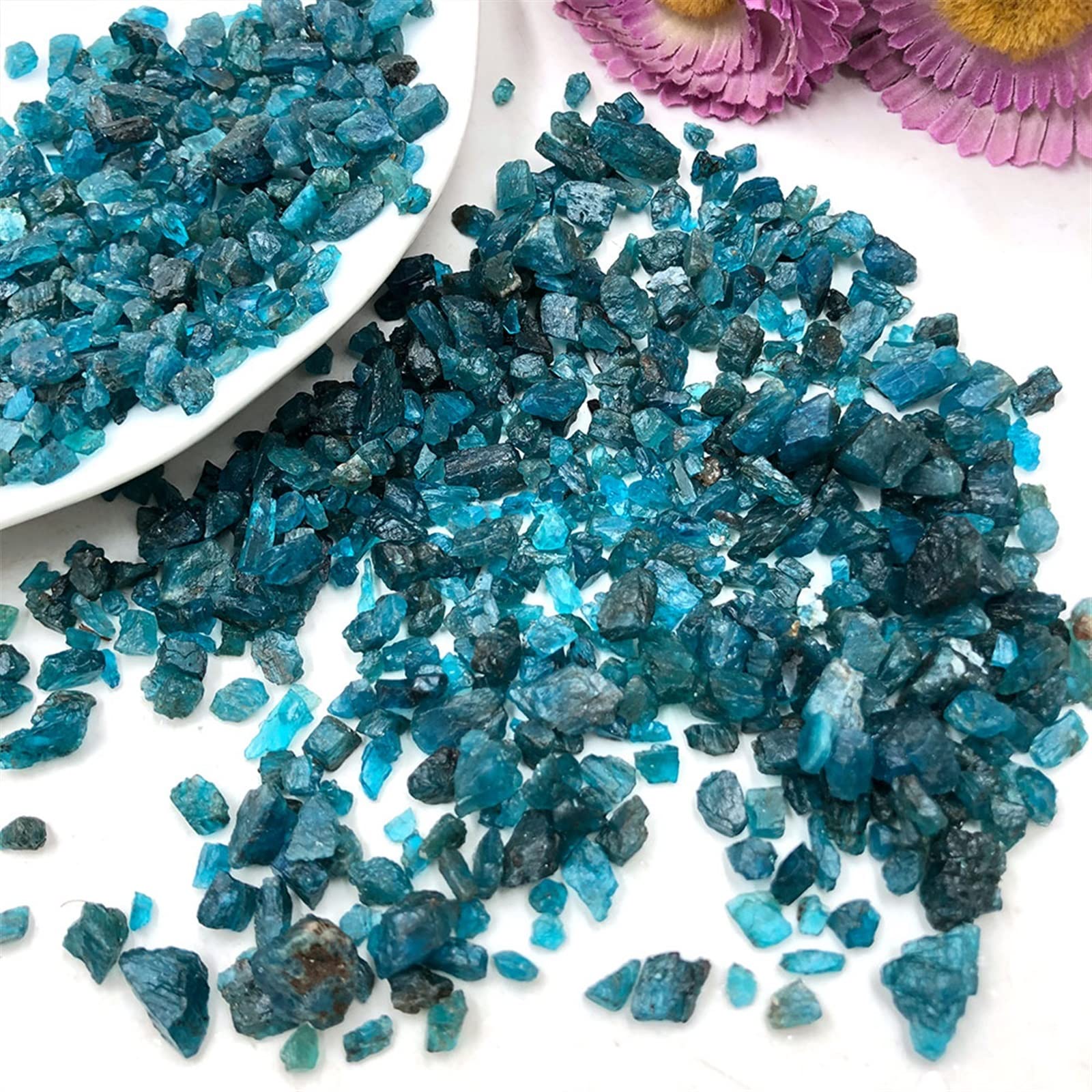 50 g/Paquete Lote Natural Azul apatita Cristal Piedra Chip Grava decoración de la habitación del hogar DIY Acuario pecera jardín QINTINYIN