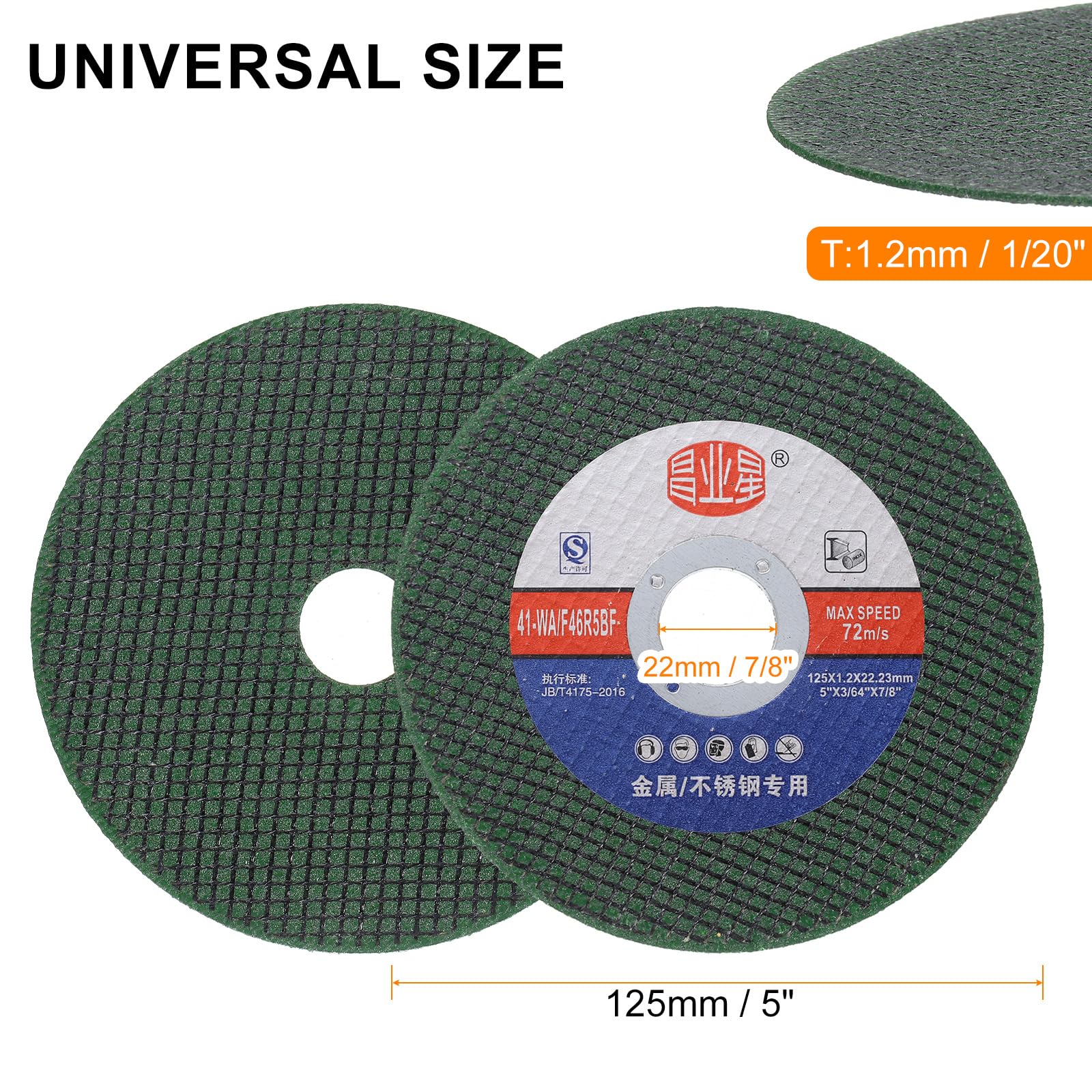 sourcing map 50 ruedas de corte de 12.7 cm x 1/50.8 cm x 7/20.3 cm, discos de corte ultrafinos para herramientas giratorias, disco de corte de metal general para acero inoxidable, hierro fundido