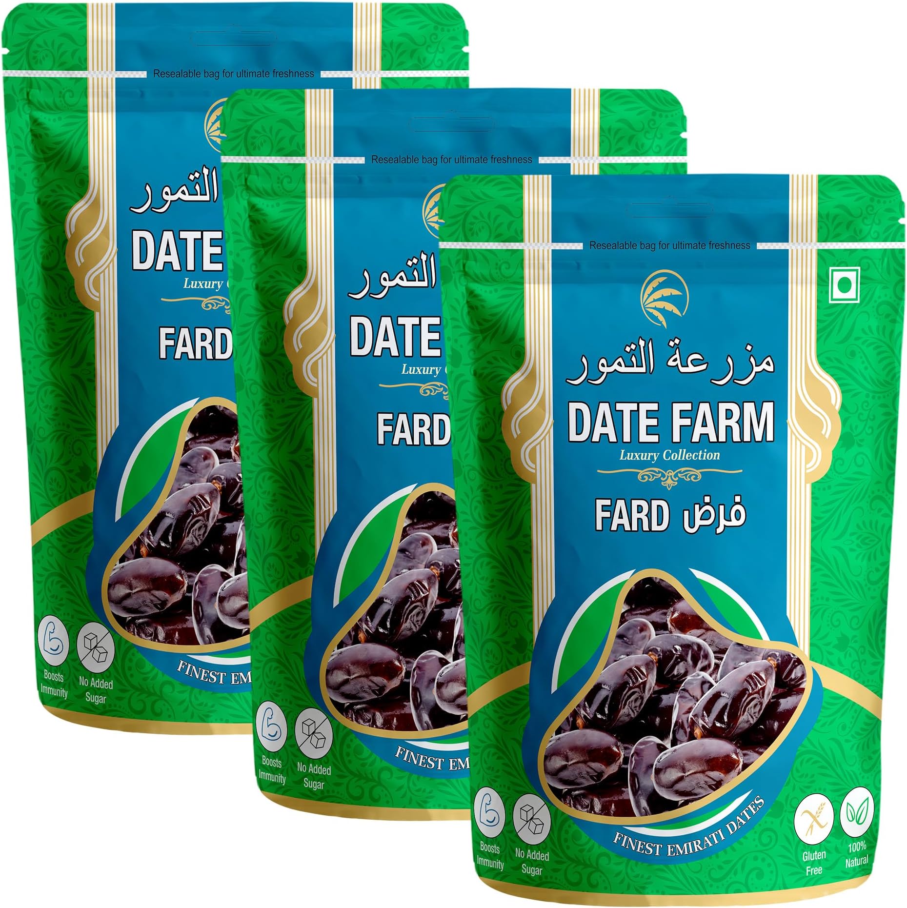 DATE FARM Fard Luxury Emirati,100% Natural Khajur,Boosts Immunity, No Added Sugar, Arabian (500x3) gm (Pack of 3)
