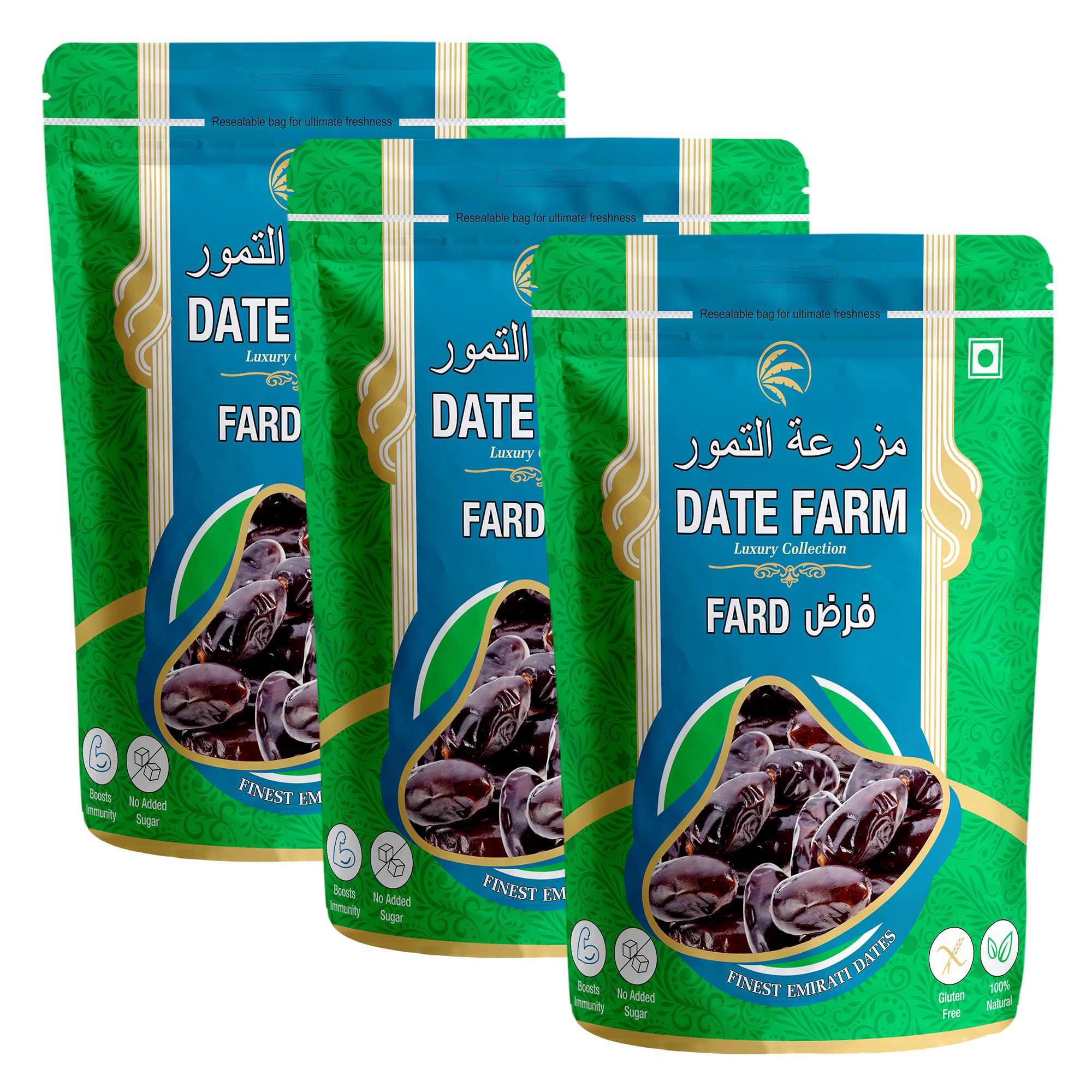 DATE FARM Fard Luxury Emirati,100% Natural Khajur,Boosts Immunity, No Added Sugar, Arabian (500x3) gm (Pack of 3)