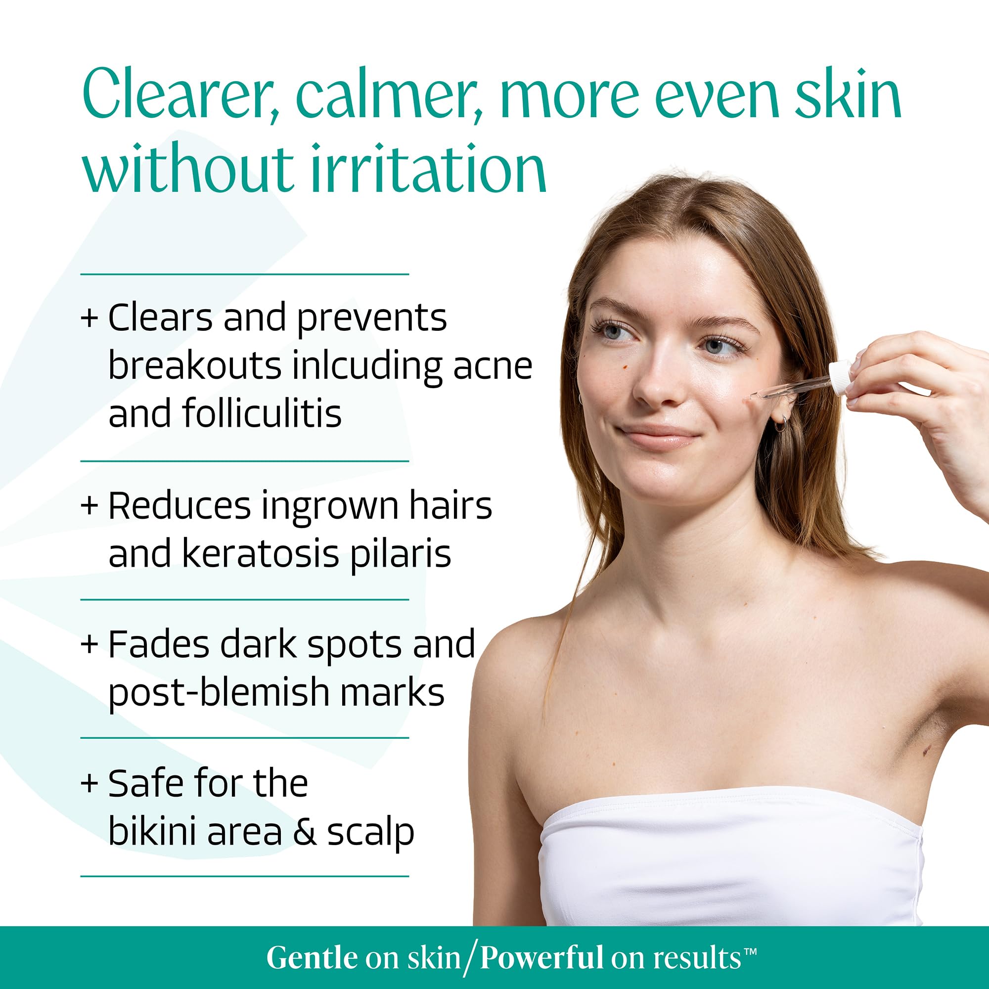 Almond Clear Suero de limpieza facial y corporal, nivel 1 para el acné, foliculitis, envejecimiento de la piel, pelos encarnados, manchas oscuras - 1 fl oz