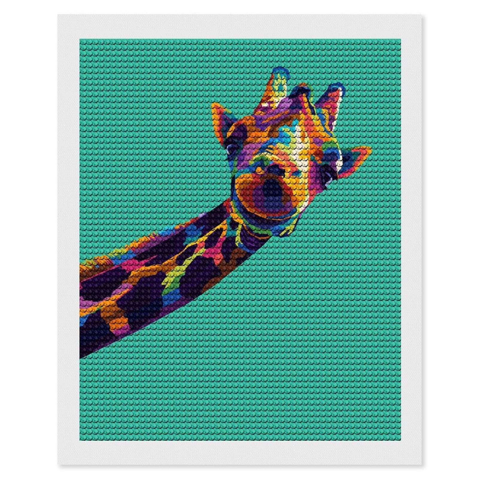 Junmoney Animals Giraffe Pop Art DIY Diamond Art Canvas Kit 16"x20", Relaxing DIY, Sparkling Crystal Beads, Vintage Style Decor, Holiday Gift Idea