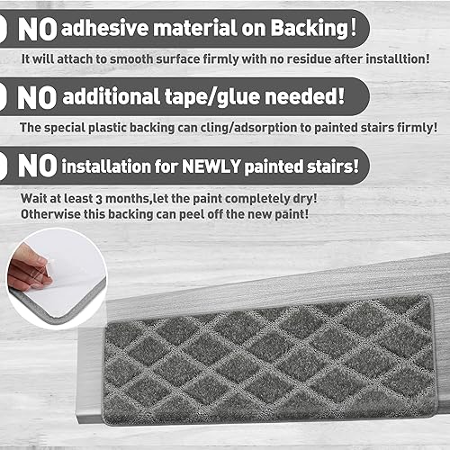 Miniatura 6 de PURE ERA Bullnose - Juego de peldaños para escaleras sin cinta, antideslizantes, protectores de escaleras para interiores, alfombras aptas para