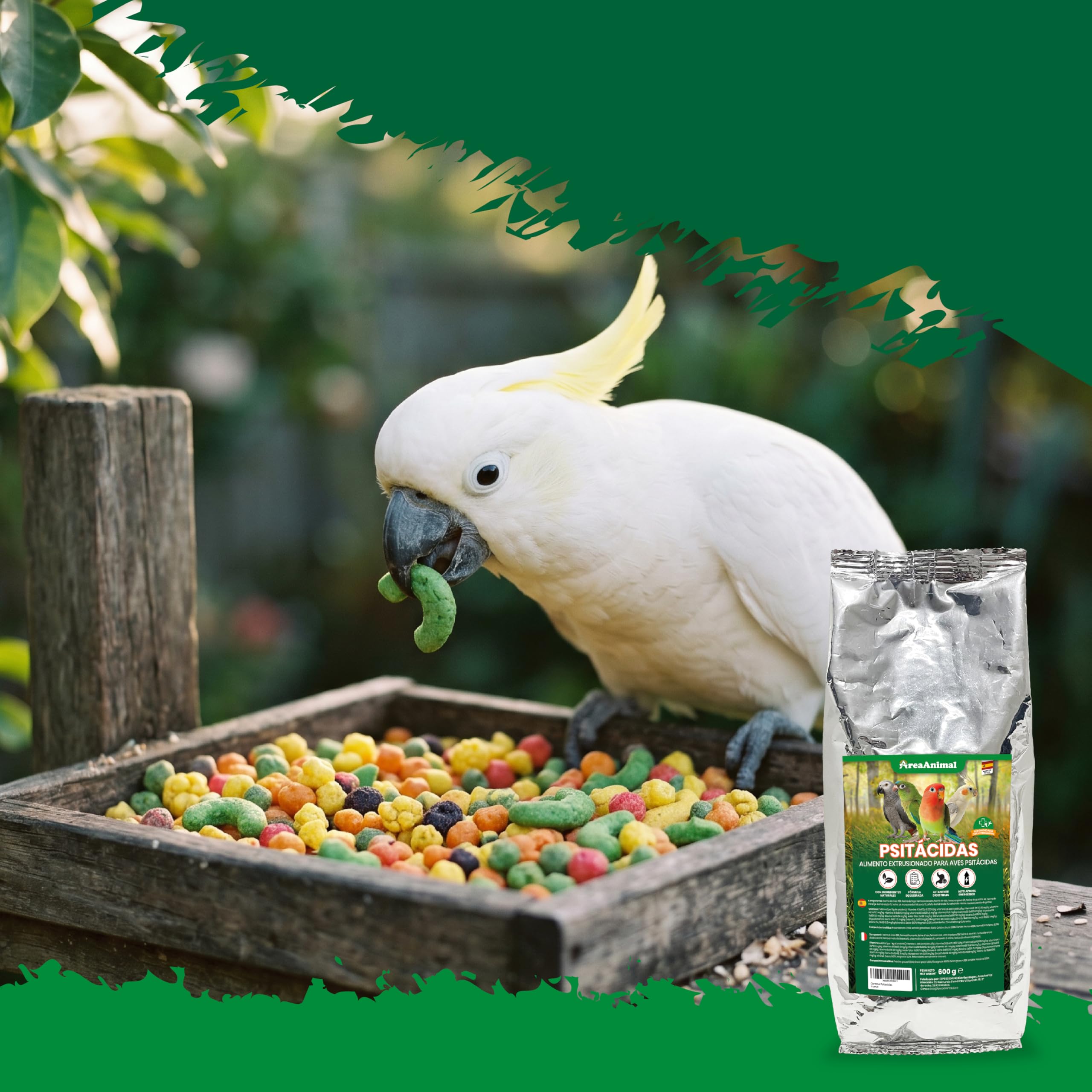 Alimento para Aves Psitácidas 600G, Comida Agapornis, Comida Periquitos, Ninfas, Loros... con Ingredientes Naturales, Alimento para Pajaros Psitácidas Extrusionado Completo y Equilibrado