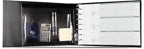 Miniatura 10 de Carpeta ejecutiva de 7 anillas, capacidad de 500 cheques, para hojas de 9 x 13 pulgadas, con organizador de calendario de 6 años, diseño elegante