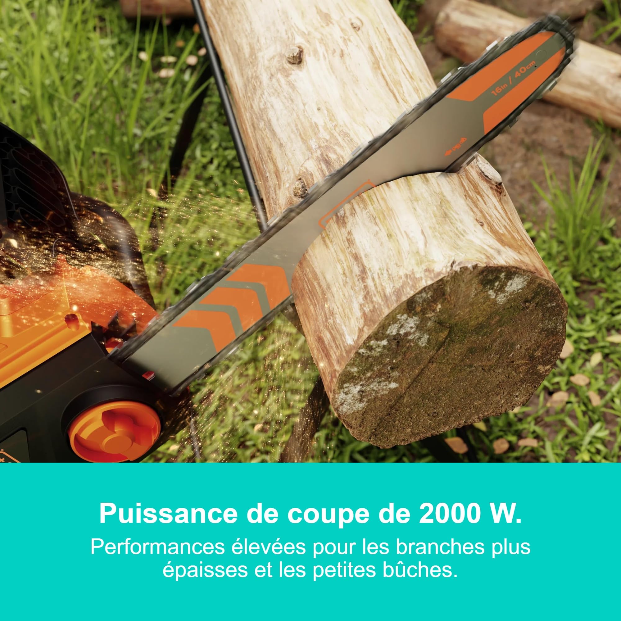 BLACK+DECKER Tronçonneuse électrique filaire 2000W, 40 cm avec chaîne anti-rebond, BECS2040-Q