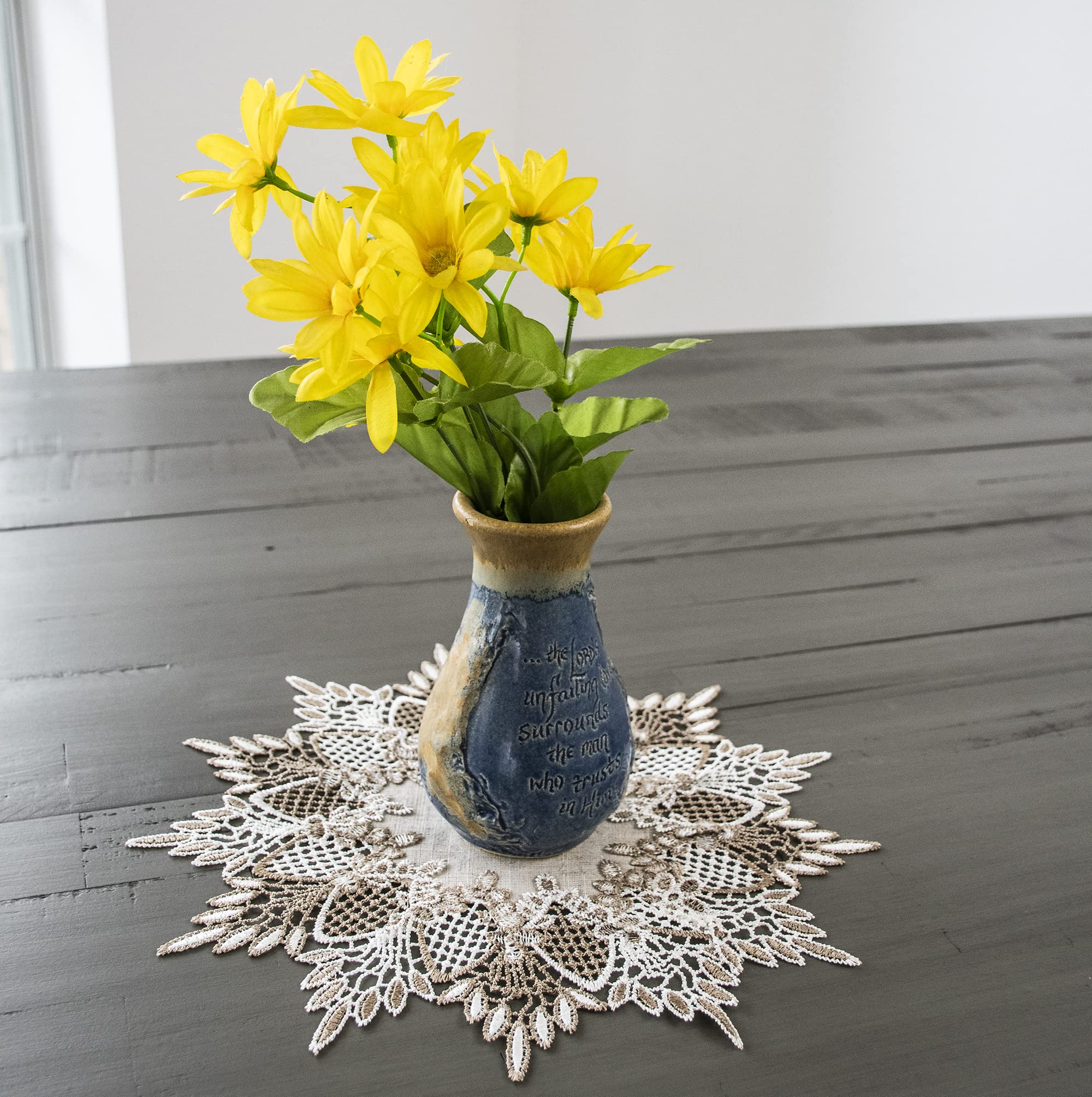 Lace Doily Neutral Earth Tones Table Topper Scarf Place Mat Round Doily (11 Inch Round)