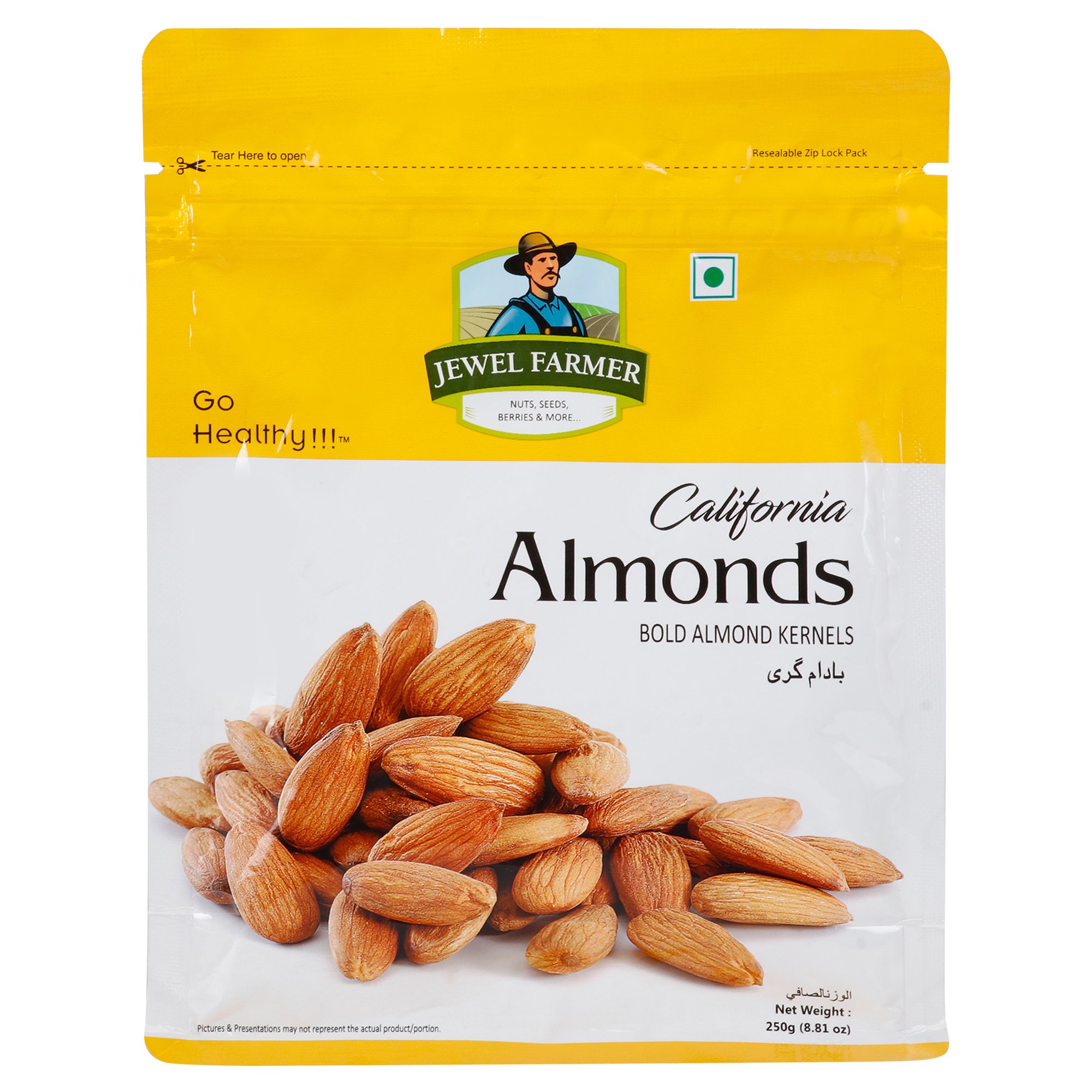 JEWEL FARMER California Almonds Kernels Natural Badam Giri Protein & Fibre Rich Dry Fruits Hand-Picked Healthy Crunchy Real Nuts Snacks Boost Immunity (200g, Pack of 1) (B079G2Y3TJ) Amazon Price History, Amazon Price Tracker