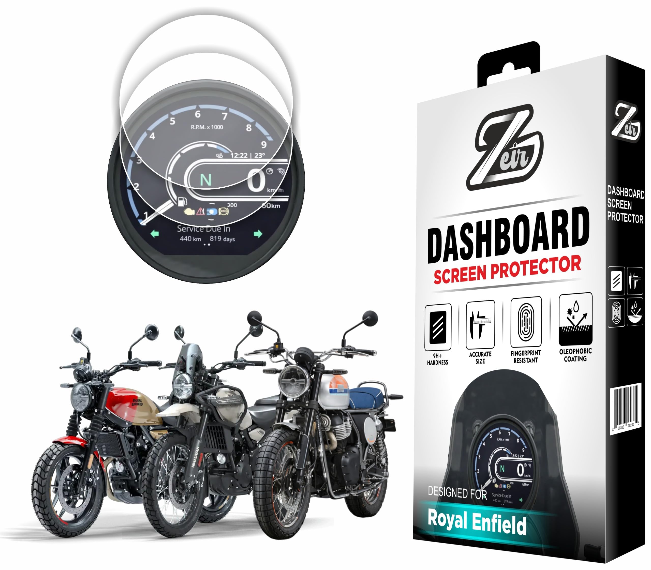 ZEIR [2 Pack] Screen Protector Only Compatible with ROYAL ENFIELD Himalayan 450, Guerilla 450 & Bear 650 2024+ | Instrument Clusters Screen Guard | 9H Hardness, Anti-Scratch & Water Resistant | HD Clarity RE New Bike Display Accessory 2026 [Not Tempered Glass]-image-49