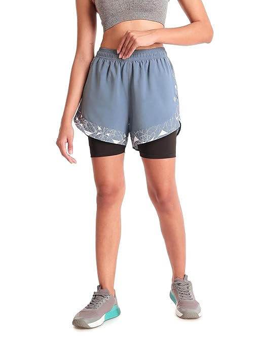 Running Shorts with Inner Tights | Slip-On | Breathable | Women's Shorts for Running, Jogging, Gym, Sports