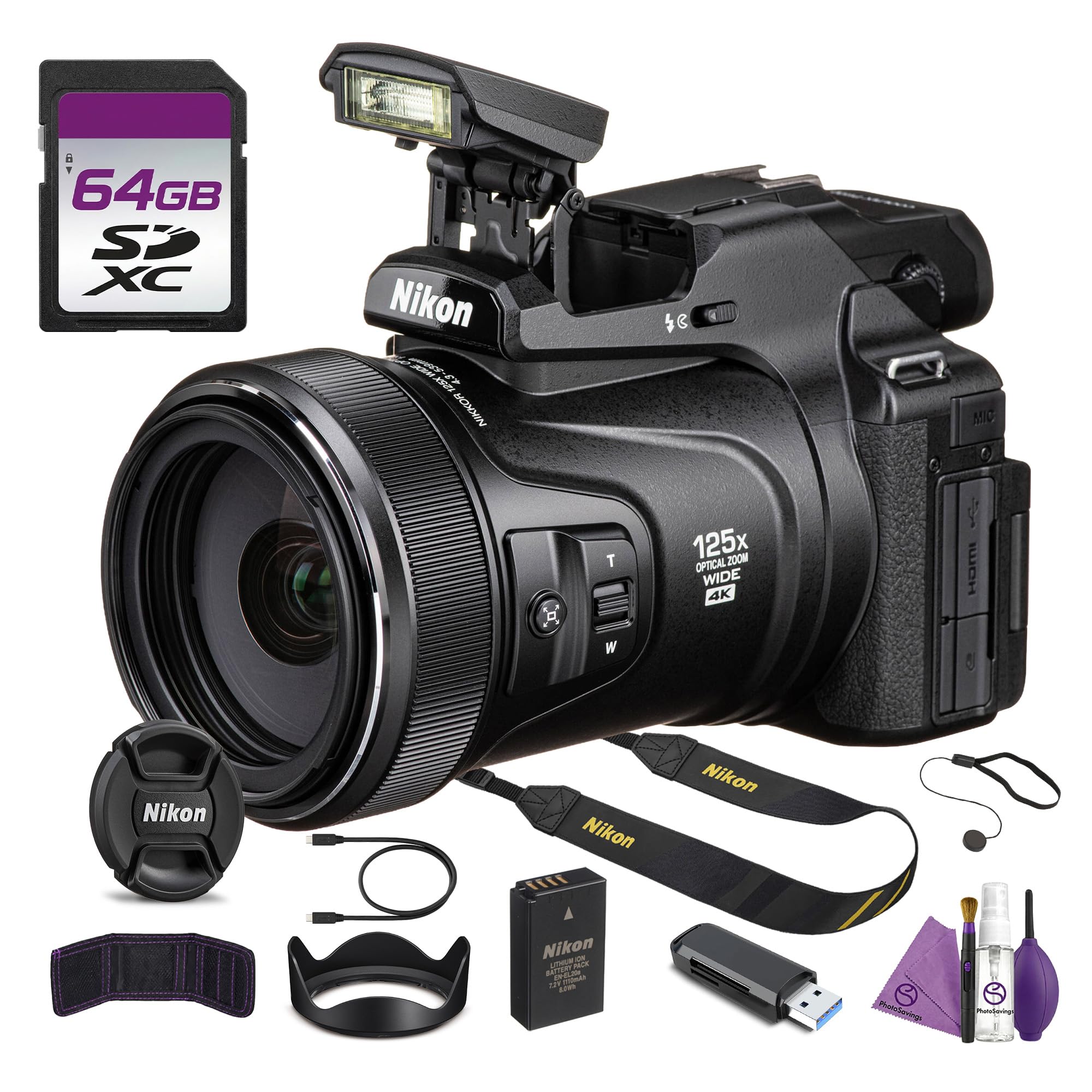 COOLPIX P1100 125x Super Optical Zoom Compact Camera 24-3000mm 4K Digital Bundle with Cle…