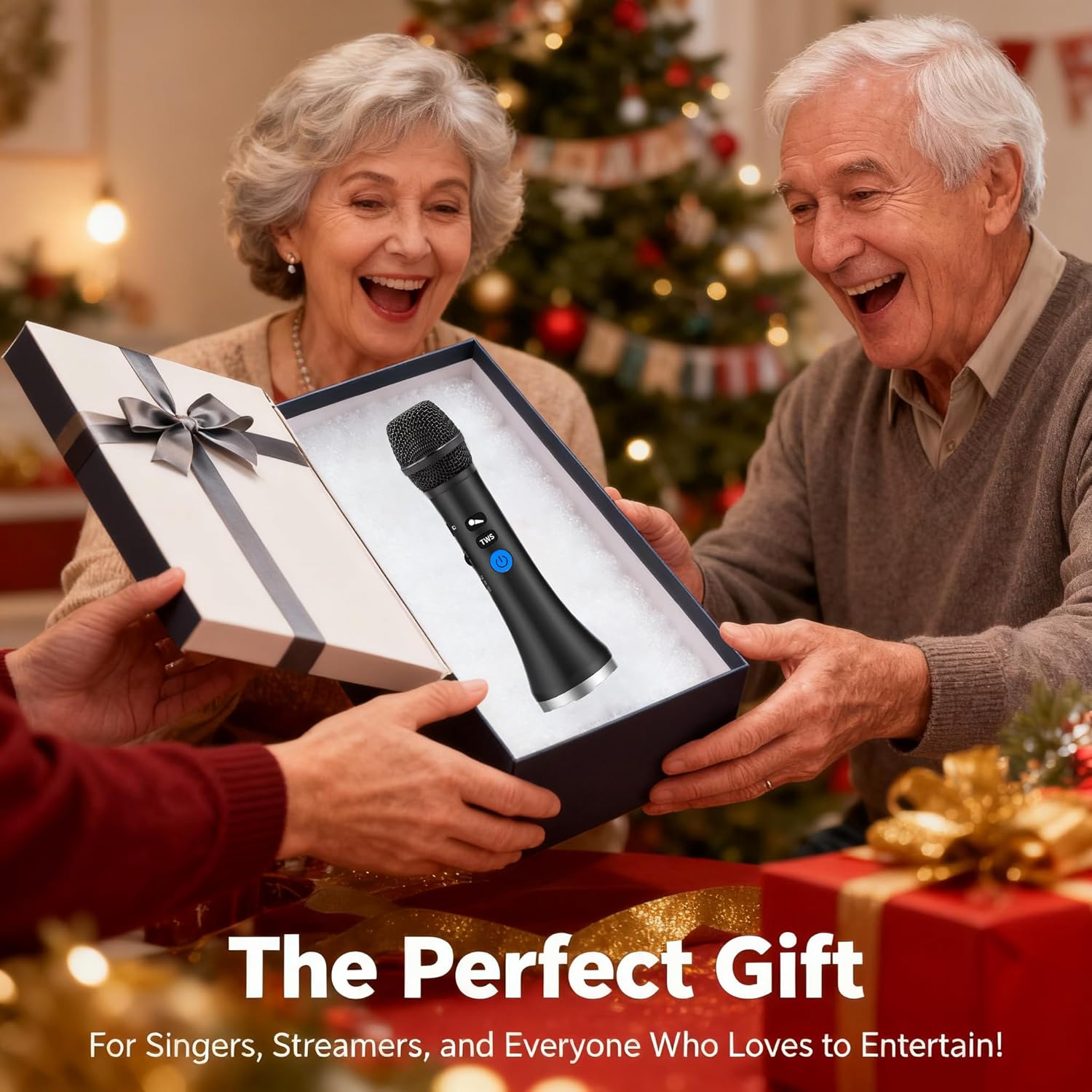 YF79 Wireless Bluetooth Microphone, 20W Portable Karaoke Machine with 2 Mic Duet, 10H Playtime, HD Dynamic Mic for Live Streaming, Party, Home Karaoke, Compatible with iOS/Android/Windows