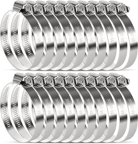 Vista 10 de Paquete de 20 abrazaderas de manguera de 1 pulgada Abrazaderas de manguera de acero inoxidable para manguera de 5/8 pulgada a 1 pulgada Juego