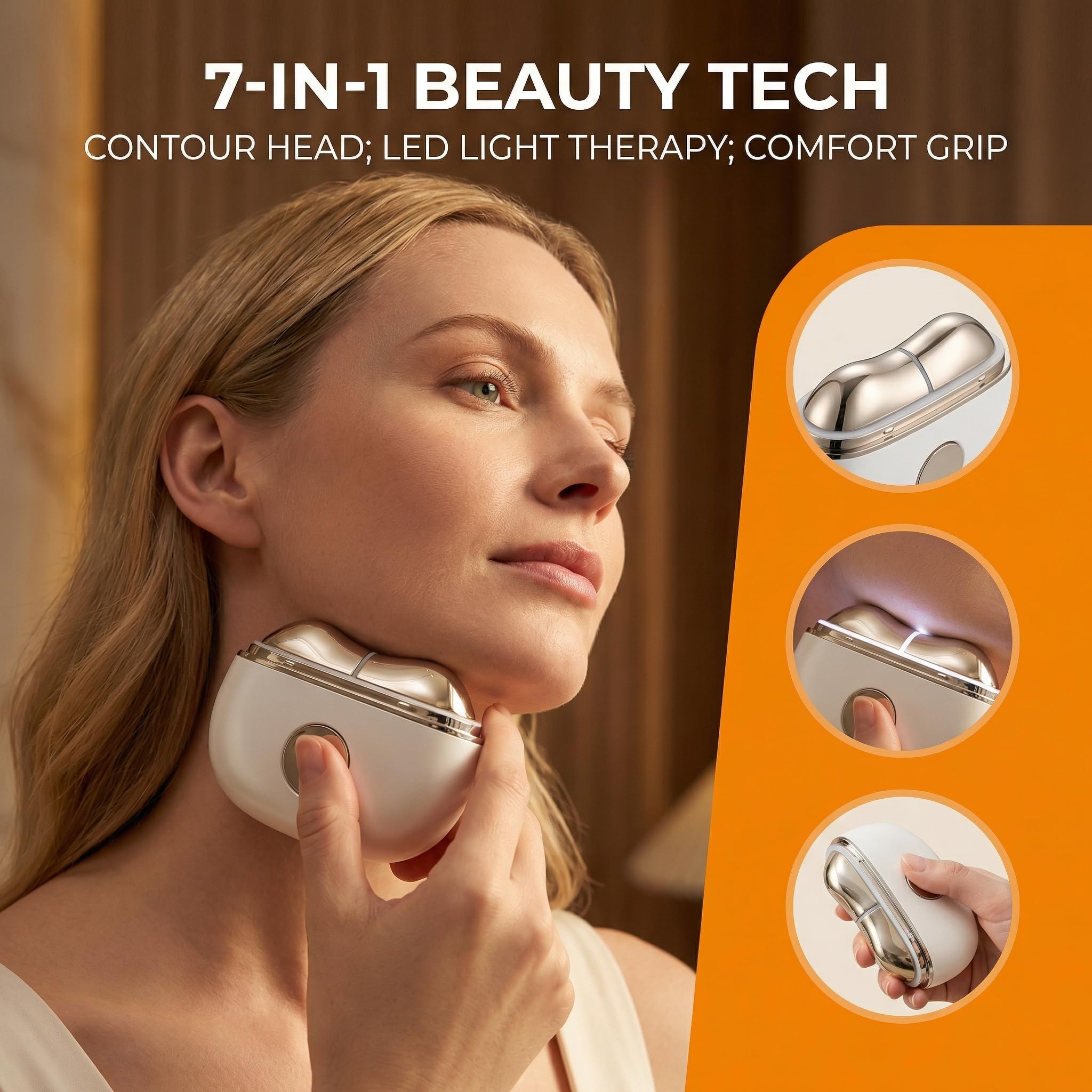 Masajeador facial eléctrico Gua Sha 7 en 1, herramienta de escultura de cuello y cara caliente y fría, vibración para reafirmar, esculpir y cuidar la piel (blanco)