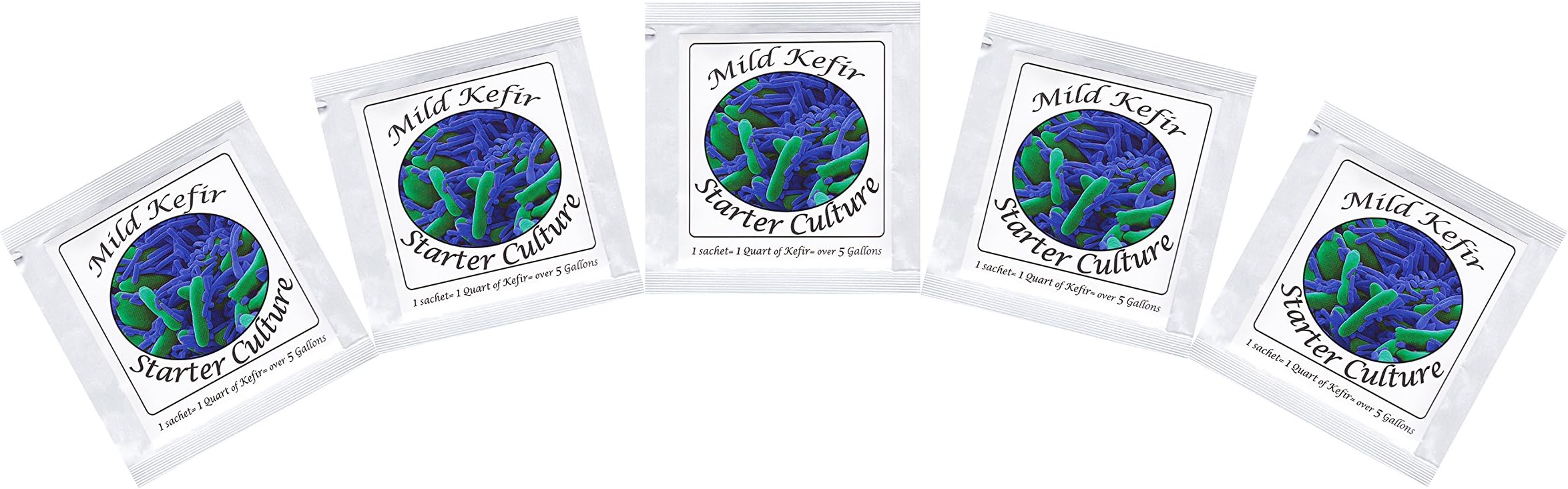 Kefir Starter Cultures - Pack of Freeze-Dried Culture Sachets For Creamy and Mild Milk Kefir (5 sachets)