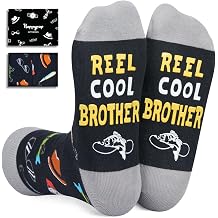 HAPPYPOP Black Reel Cool Gifts - Funny Socks for Dad Uncle Grandpa Son Grandson Husband