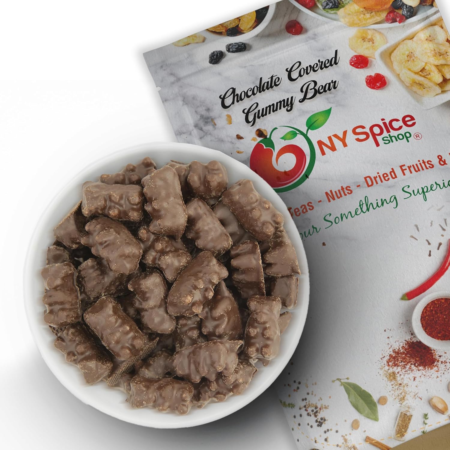NY Spice Shop Chocolate Covered Candy Bears - 3 Pound Dark Milk Chocolate Candy - Fruit Flavored Milk Gummy Bear Snacks Treats For Parties, Candy Buffets & Sweet Gifts