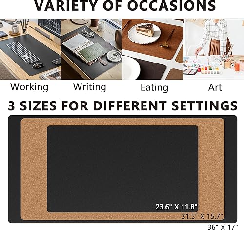 Miniatura 5 de Tapete de escritorio de corcho para escritorio, protector de escritorio de doble cara para oficina y hogar, alfombrilla grande impermeable para
