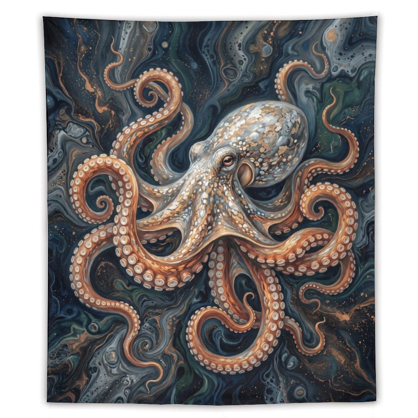 W7C8U2X3 Ornate Octopus Wall Tapestry, Detailed Illustration, Dorm Room
