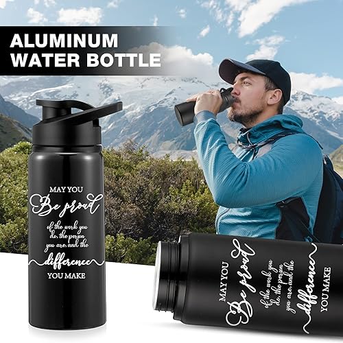 Miniatura 7 de Roshtia 10 botellas de agua de aluminio de Navidad, regalos de agradecimiento, botella de agua a granel con tapas con tapa May You Be Proud of