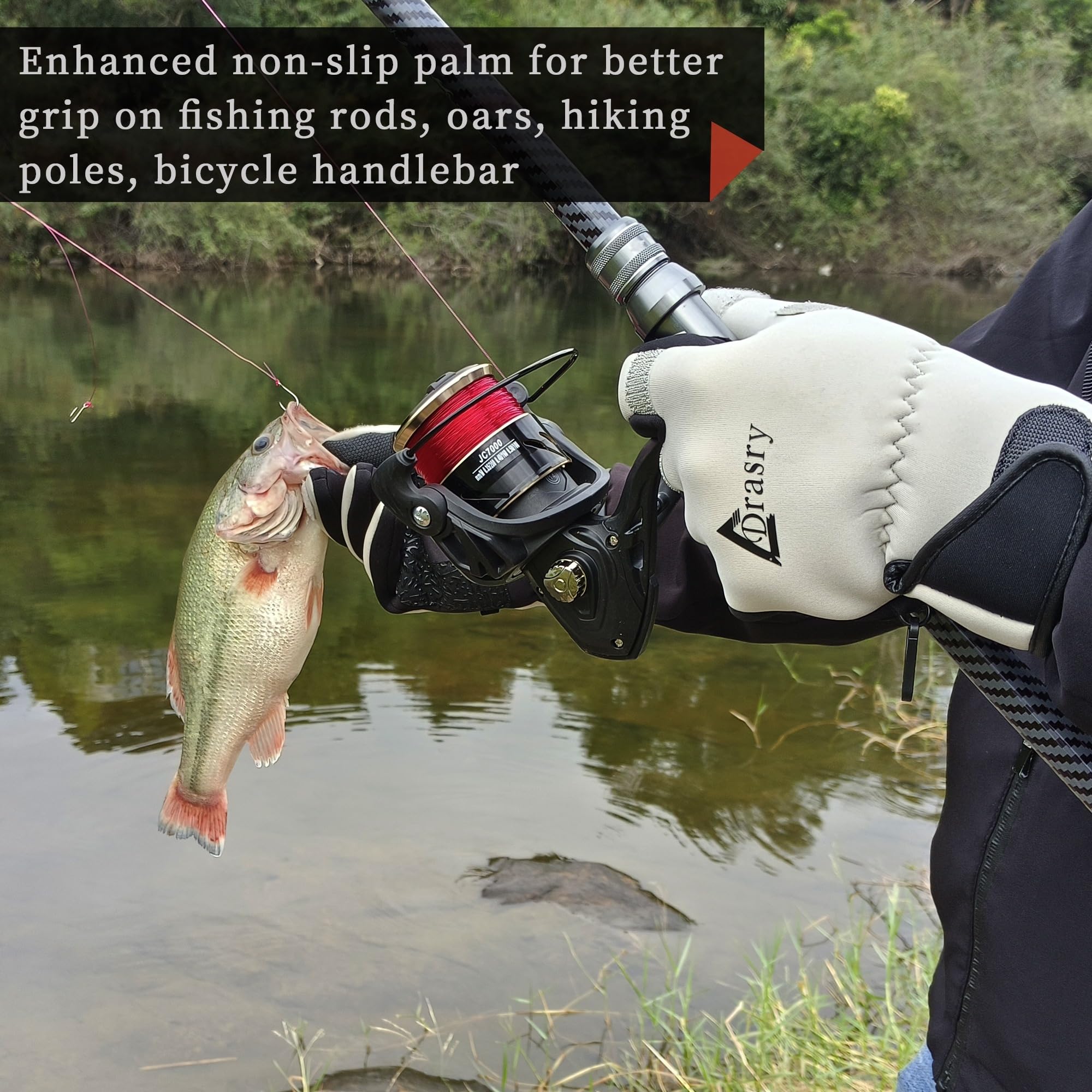 Drasry Neoprene Fishing Gloves Touchscreen 3 Cut Fingers Warm Cold Weather Suitable for Men and Women Ice Fishing Fly Fishing Photography Motorcycle Running Shooting