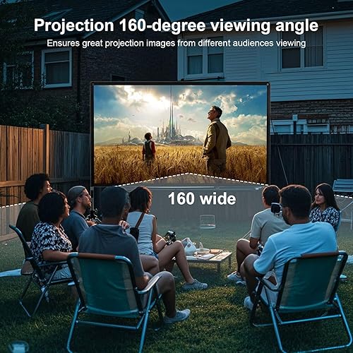 Miniatura 2 de Pantalla de proyector y soporte de 100 pulgadas, pantalla de proyector portátil con respaldo negro para interiores y exteriores, 169 4K HD, sin