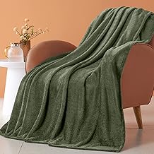 BEAUTEX Fleece Throw Size Blanket for Couch Sofa or Bed, Soft Fuzzy Plush Luxury Flannel Lap Blanket, Super Cozy and Comfy for All Seasons (Olive Green, 50" x 60")