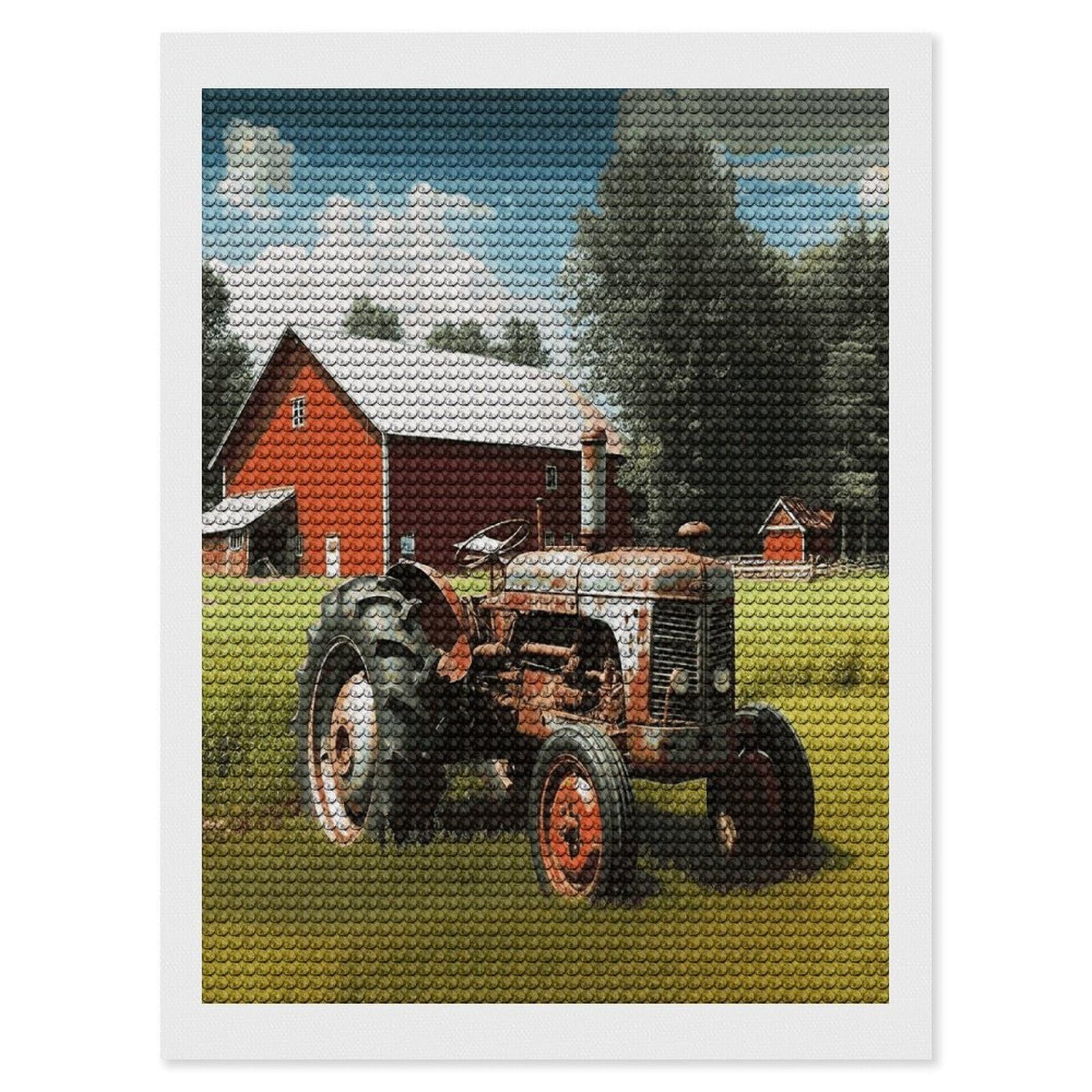 FekiLoot Company Farm Tractor Diamond Art Kits for Adults Diamond Painting Kits for Beginners DIY Diamond Art Kits Round Full Drill Diamond Dot Gem Painting for Home Wall Decor Gift 12"x16"