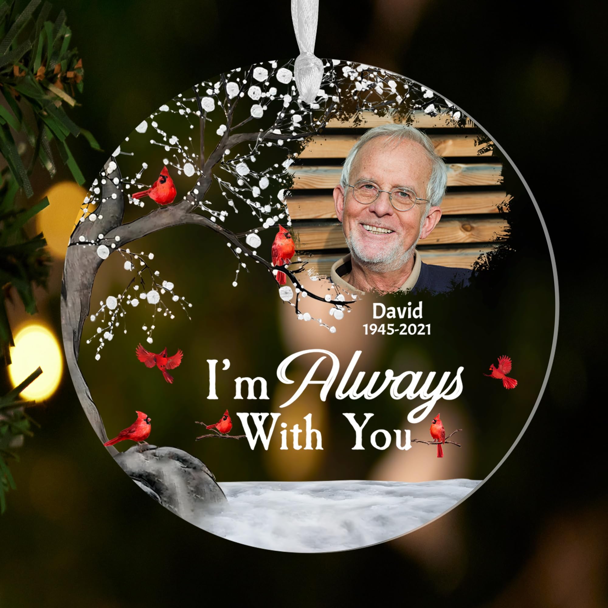Custom Photo Memorial Hanging Ornaments, I'm Always with You, Memorial Gift for Family Members Mom Dad Brothers Sisters (Hanging Ornaments- Memorial 01)
