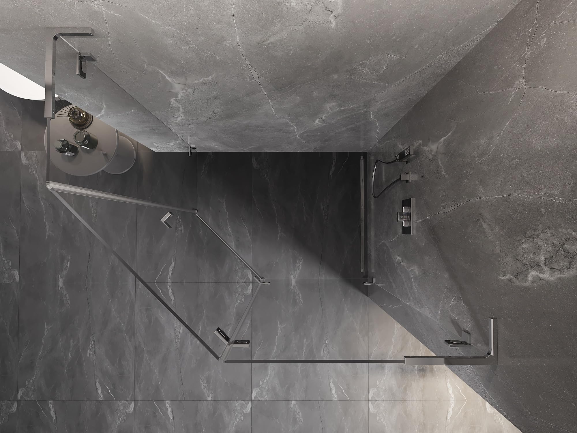 Mexen Lunar L Box Doccia Cinquagonale Angolare Destra 100x90 Trasparente Cromo