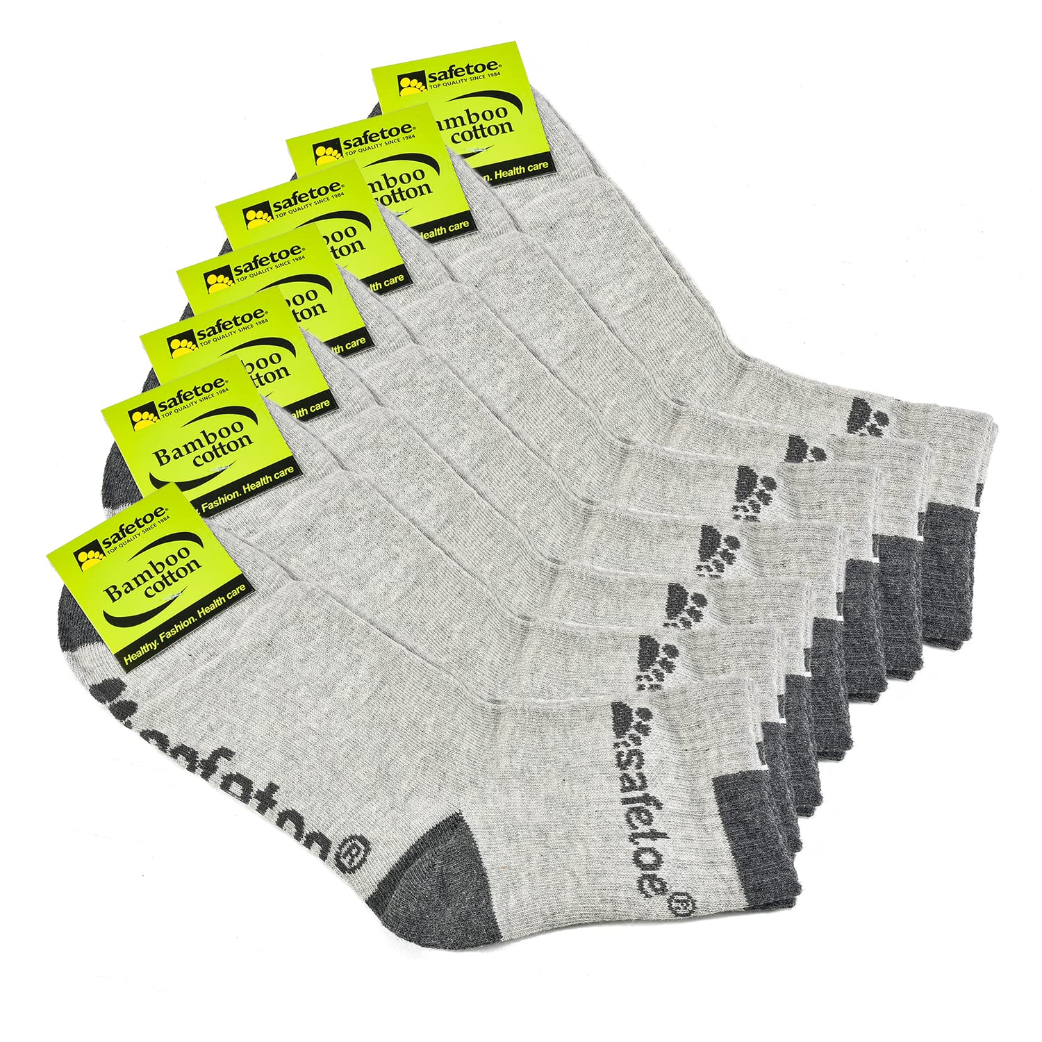 Chaussettes en coton naturel safetoe 7 paires de chaussettes d'entraînement antibactériennes polyvalentes pour hommes et femmes, chaussettes de cheville respirables pour le travail et les loisirs,Gris