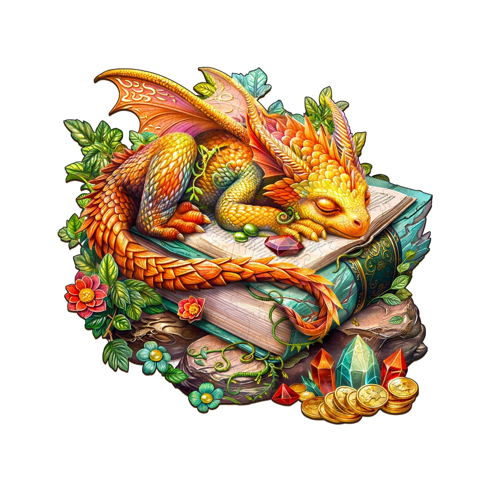Wooden Puzzles for Adults, 270pcs Sleeping Dragon Wooden Jigsaw Puzzles for Adults, Unique Animal Shape Puzzles, 34x32.3cm Wooden Puzzle for Family Game and Birthday Gifts