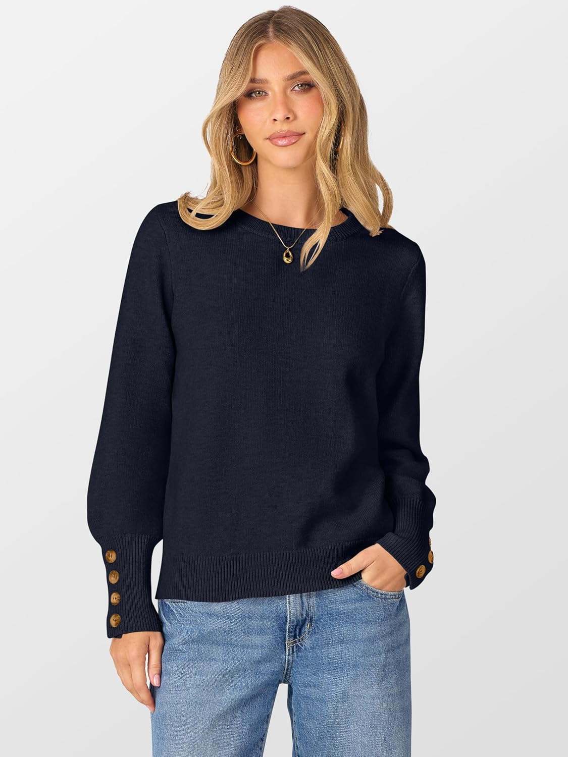 ANRABESS Sweaters for Women Long Sleeve Crewneck Casual Loose Wool Blend Soft Knit Pullover Tops 2025 Fall Fashion Outfits - Image 3