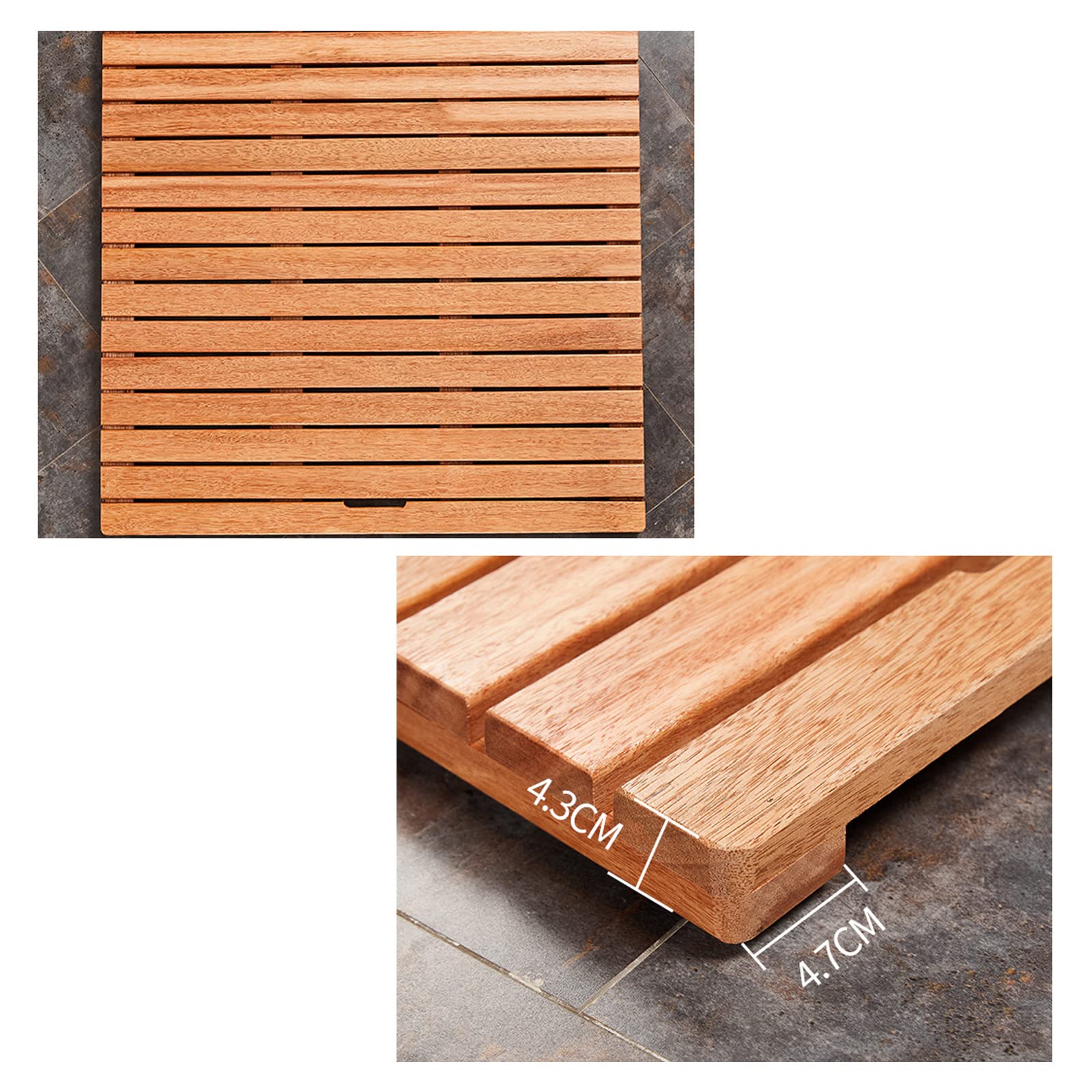 Tarima de Ducha, Alfombrilla de Ducha Clásica,Pedal Suelo Estera,Estera Antideslizante,Tarima de Madera,para Uso en Interiores o Exteriores (100x65cm/39x25.6in)
