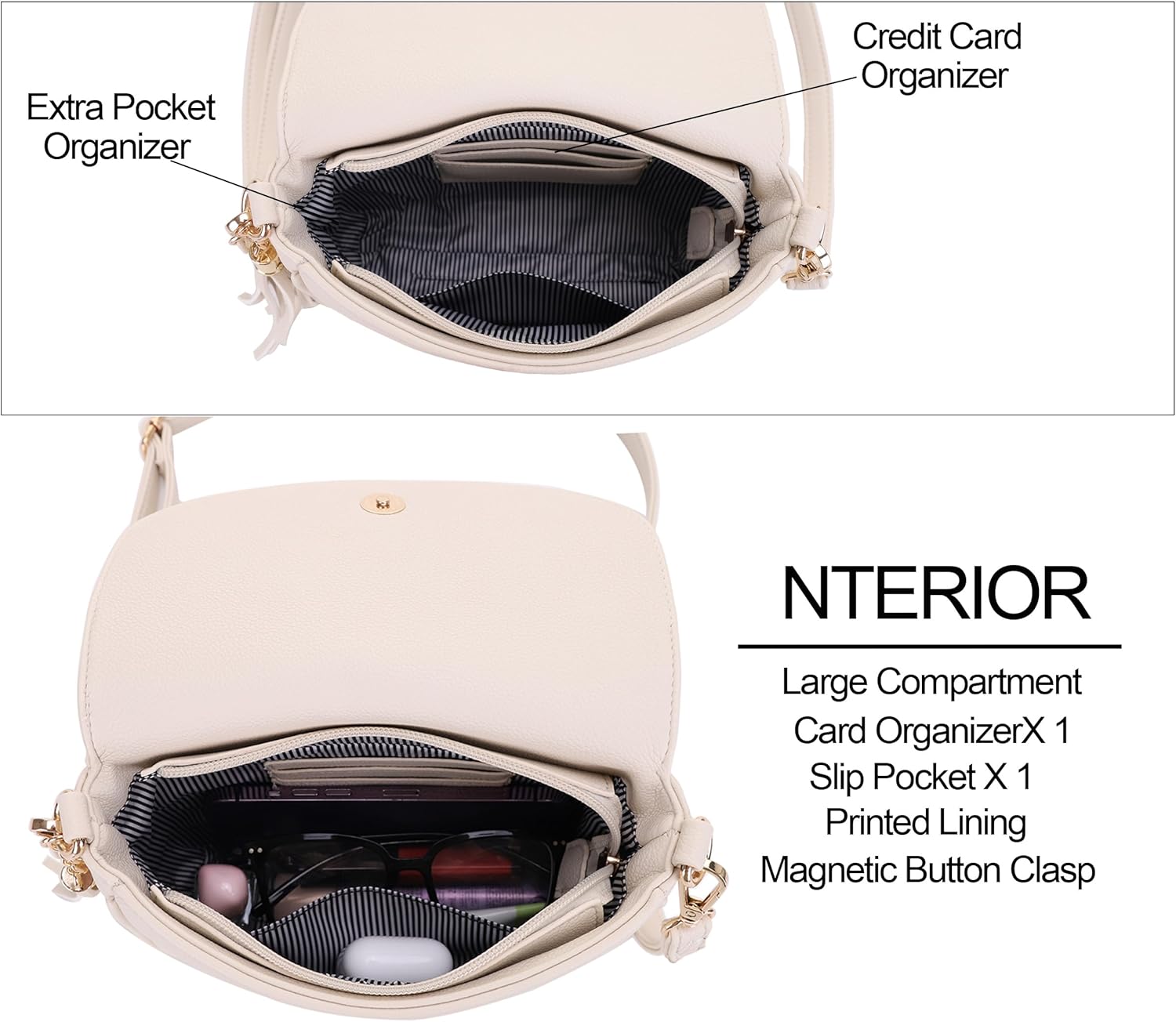 EVVE Small Crossbody Bags for Women Trendy Flap Saddle Purses with Tassel Vegan leather Shoulder bag | Small, Trendy, Flap, Purses, with Tassel, Small - Image 5