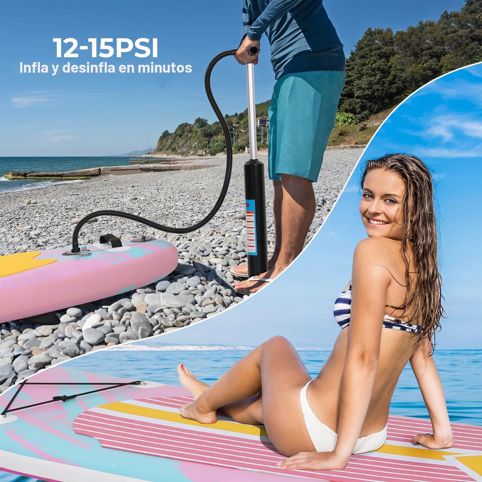 Tabla de Sup Paddle Surf Inflable, 305 x 76 x 15 cm con Accesorios Premium, abla Padel Surf Hinchable con Gran Estabilidad y Resistencia para Yoga, Turismo, Pesca, 200 KG