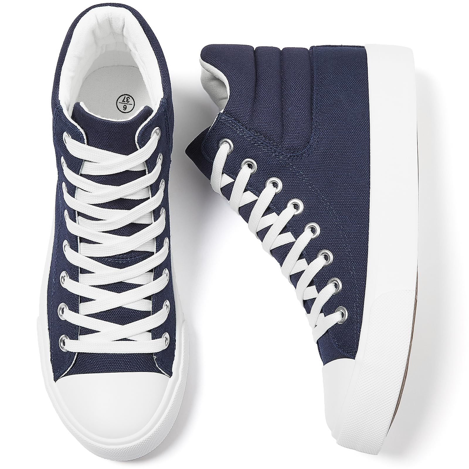 POVOGER High Top Sneakers for Women White Womens High Tops Canvas Shoes  Black Fashion Sneakers Casual Lace up Tennis Shoes