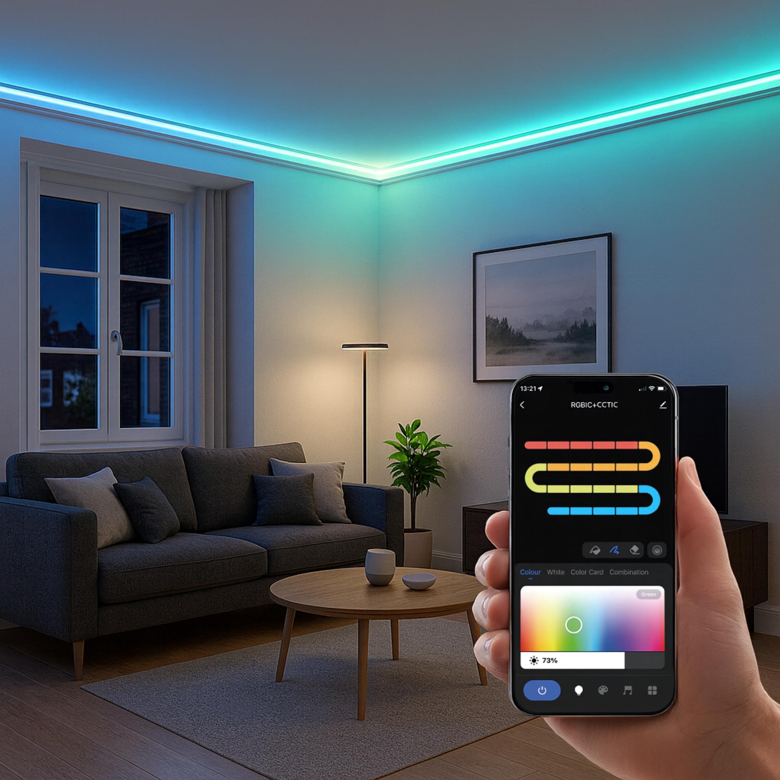 CALEX Smart LED Streifen, 20 m, RGBIC-Farben, flexibel & zuschneidbar, dimmbar, WLAN App- & Sprachsteuerung, inkl. Fernbedienung