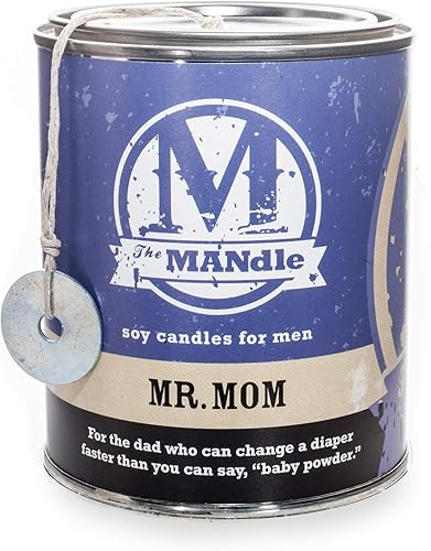 Eco Candle Co. The Mandle - Vela de soja para hombres, aromas de lavanda, vainilla y polvo de bebé, Mr. Mom, lata de pintura de 15 onzas, 100% cera